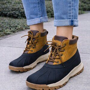 *NWOT* XRAY Duck Boots Men’s 6 Black‎ Tan Rubber Toe Hiker Cold Weather Boots